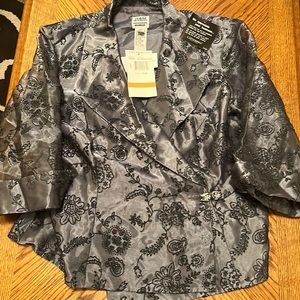 😍New R&M Richards Dressy Jacket Size 16w 3/4 Sheer Sleeve Glitter Sparkle Party